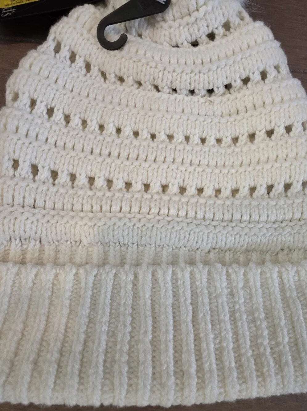 Dillard's Ivory Knit Faux Fur Pom-Pom Beanie